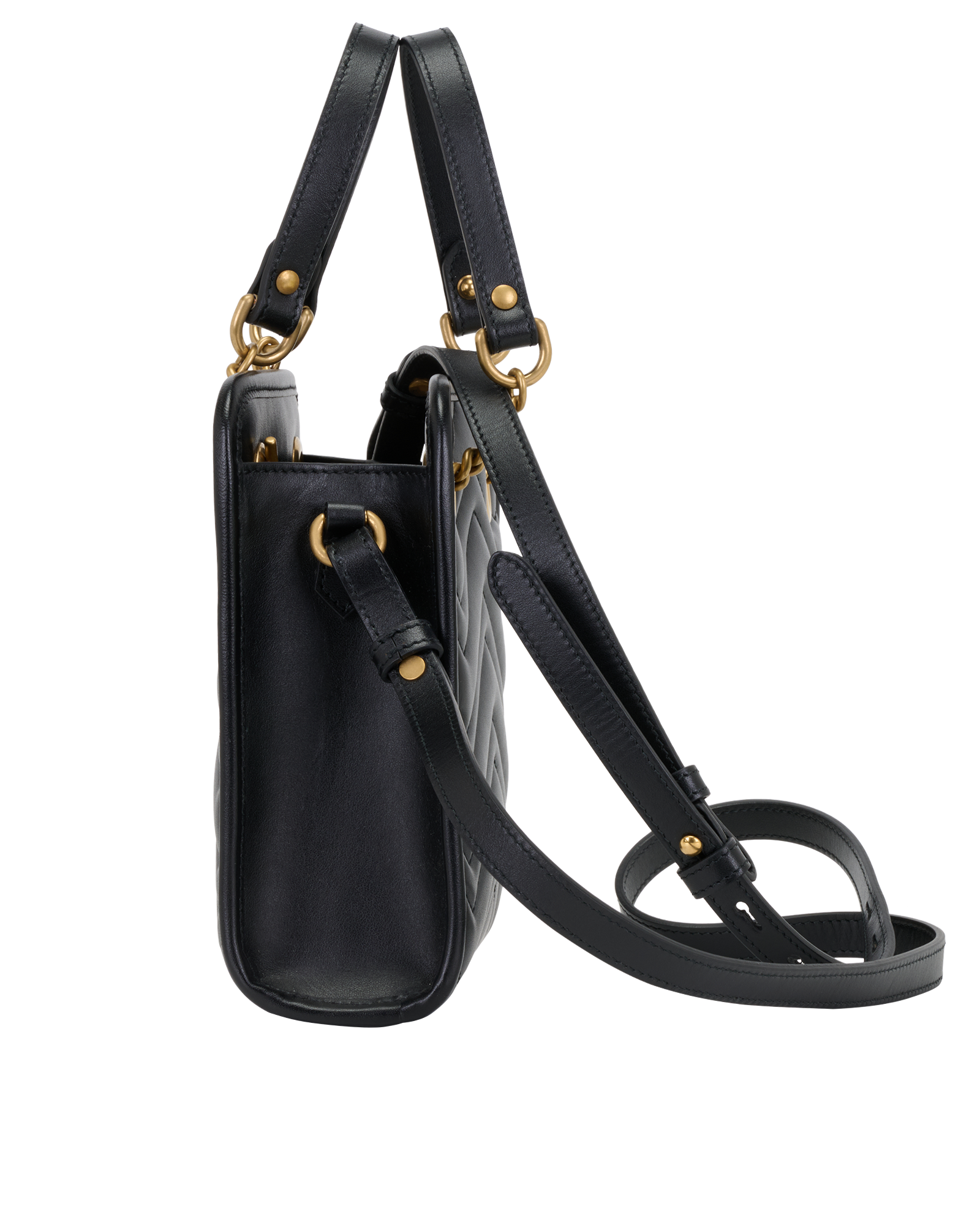 GG Marmont Matelasse Mini Crossbody, &pound;595, Handbags, Black, Leather, Bottom view